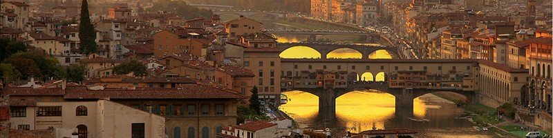 View of the Arno River and the Ponte Vecchio in Florence, Italy